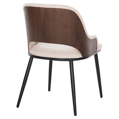 DINING CHAIR DELF HM9617.04 BEIGE FABRIC-BLACK METAL LEGS-WOODEN BACK IN WALNUT 48x55x76Hcm.