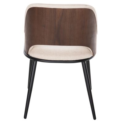 DINING CHAIR DELF HM9617.04 BEIGE FABRIC-BLACK METAL LEGS-WOODEN BACK IN WALNUT 48x55x76Hcm.