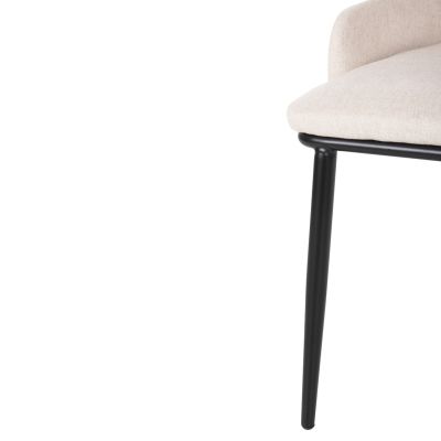 DINING CHAIR DELF HM9617.04 BEIGE FABRIC-BLACK METAL LEGS-WOODEN BACK IN WALNUT 48x55x76Hcm.