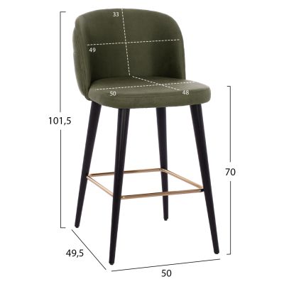 BAR STOOL MARCELLO PROFESSIONAL HM9280.13 NUBUCK-TYPE WOODEN CYPRESS GREEN 50x49,5x101,5Hcm.