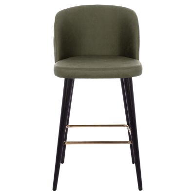 BAR STOOL MARCELLO PROFESSIONAL HM9280.13 NUBUCK-TYPE WOODEN CYPRESS GREEN 50x49,5x101,5Hcm.