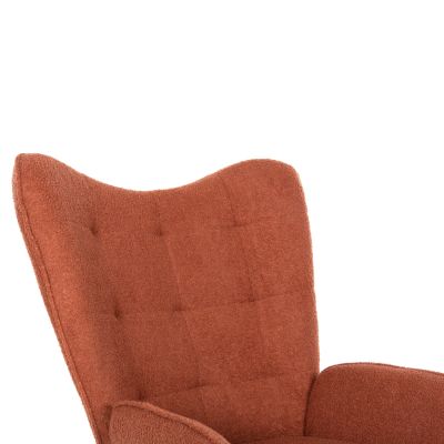 ARMCHAIR WITH FOOTSTOOL CRAWLEY HM8918.22 ORANGE BOUCLE FABRIC-BLACK METAL LEGS 70x74x105Hcm.