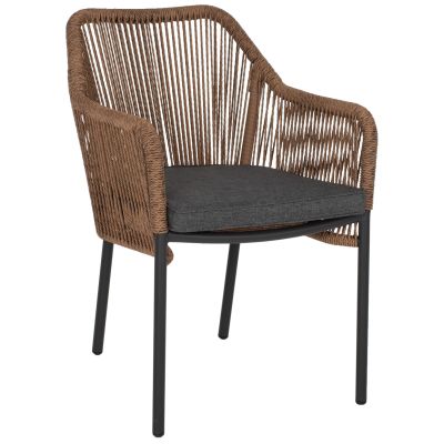 ARMCHAIR ALUMINUM GREY WITH ROPE WICKER PE 56x66x82Hcm. HM5855.03