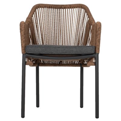 ARMCHAIR ALUMINUM GREY WITH ROPE WICKER PE 56x66x82Hcm. HM5855.03