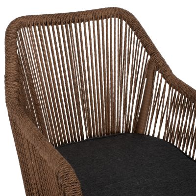 ARMCHAIR ALUMINUM GREY WITH ROPE WICKER PE 56x66x82Hcm. HM5855.03