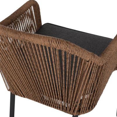 ARMCHAIR ALUMINUM GREY WITH ROPE WICKER PE 56x66x82Hcm. HM5855.03