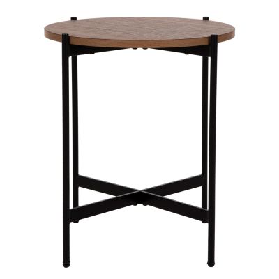 SIDE TABLE HM9589.04 MDF WALNUT-BLACK METAL BASE Φ50x55Hcm.