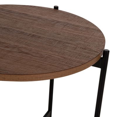 SIDE TABLE HM9589.04 MDF WALNUT-BLACK METAL BASE Φ50x55Hcm.