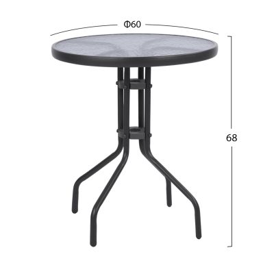 OUTDOOR DINING SET HM11839 3PCS ROUND METAL TABLE Φ60 & ALUMINUM ARMCHAIRS TEXTLINE BLACK