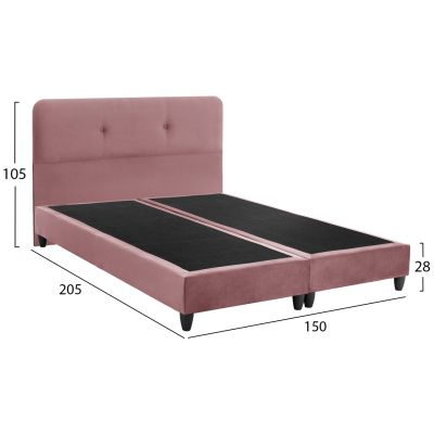 HM637.12 BED DOLORES, DUSTY PINK VELVET, 150X200