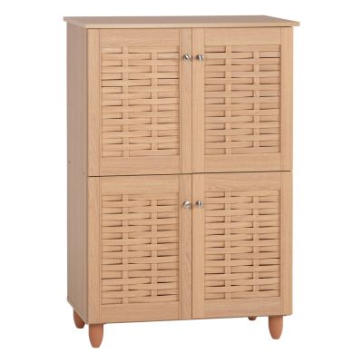 SHOE CABINET KABIRA HM2210.09 4-DOOR MELAMINE IN OAK COLOR 77x34x115Hcm.