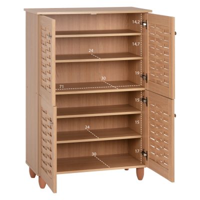 SHOE CABINET KABIRA HM2210.09 4-DOOR MELAMINE IN OAK COLOR 77x34x115Hcm.