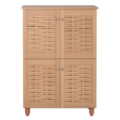 SHOE CABINET KABIRA HM2210.09 4-DOOR MELAMINE IN OAK COLOR 77x34x115Hcm.