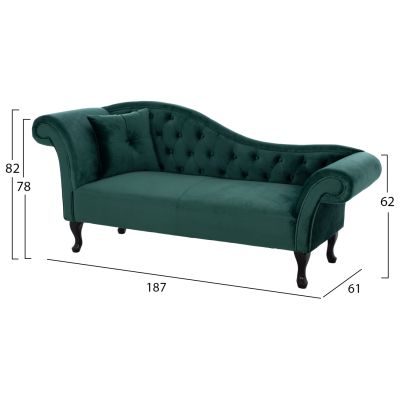 RECLINER COUCH CHESTERFIELD-STYLE NIOVI HM3007.03 CYPRESS GREEN VELVET-BLACK WOODEN LEGS 187x61x82Hcm