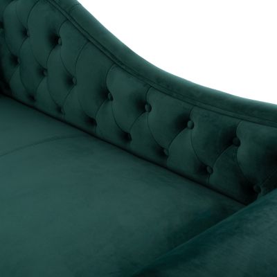 RECLINER COUCH CHESTERFIELD-STYLE NIOVI HM3007.03 CYPRESS GREEN VELVET-BLACK WOODEN LEGS 187x61x82Hcm