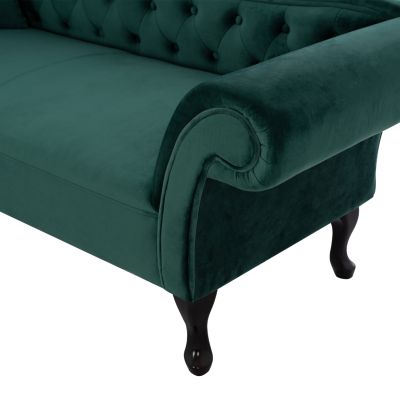 RECLINER COUCH CHESTERFIELD-STYLE NIOVI HM3007.03 CYPRESS GREEN VELVET-BLACK WOODEN LEGS 187x61x82Hcm