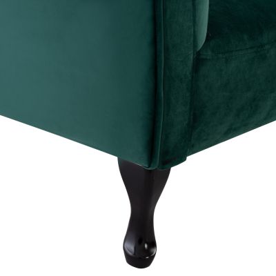 RECLINER COUCH CHESTERFIELD-STYLE NIOVI HM3007.03 CYPRESS GREEN VELVET-BLACK WOODEN LEGS 187x61x82Hcm