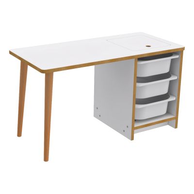 KIDS' DESK SET STAK HM18222.01 MELAMINE IN WHITE-NATURAL WOOD 90x42x50Hcm.