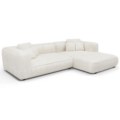 CORNER SOFA (RIGHT) 3-SEATER GRACE HM3280.02R WHITE FABRIC 252x105-160x70-90Hcm.