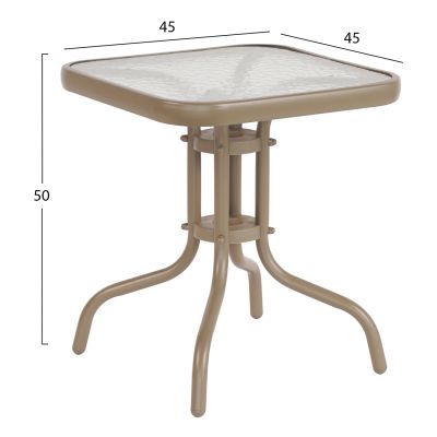 COFFEE TABLE FIGO HM6067.04 METAL IN CHAMPAGNE COLOR-TEMPERED GLASS TOP 45x45x51Hcm.