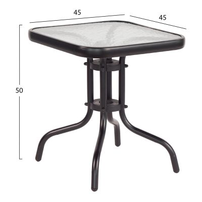 COFFEE TABLE FIGO HM6067.03 METAL IN BLACK-TEMPERED GLASS TOP 45x45x51Hcm.