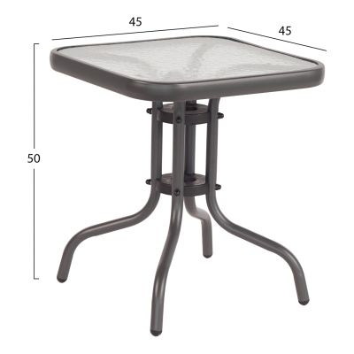 COFFEE TABLE FIGO HM6067.01 METAL IN GREY-TEMPERED GLASS TOP 45x45x51Hcm.