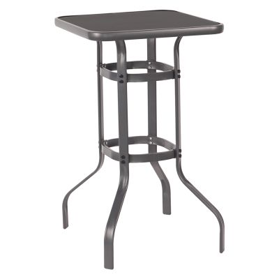 BAR TABLE SQUARE FIGGY HM6066.01 METALLIC GREY-TEMPERED GLASS 60x60x100Hcm.