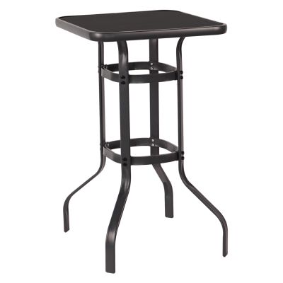 BAR TABLE SQUARE FIGGY HM6066.03 METALLIC BLACK-TEMPERED GLASS 60x60x100Hcm.