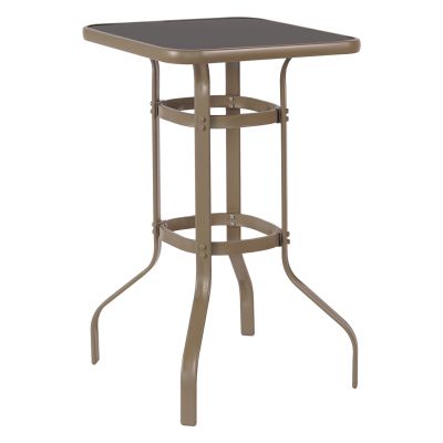 BAR TABLE SQUARE FIGGY HM6066.04 METALLIC CHAMPAGNE-COLORED-TEMPERED GLASS 60x60x100Hcm.