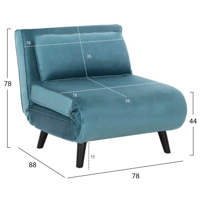 ARMCHAIR-BED BRAXTON HM8425.25 MINT-COLORED VELVET 78x88x78Hcm.