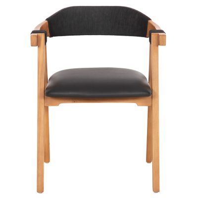 DINING ARMCHAIR RIMINI HM9867.02 TEAK WOOD IN NATURAL-BLACK ROPE & PU SEAT 60x61x76Hcm.