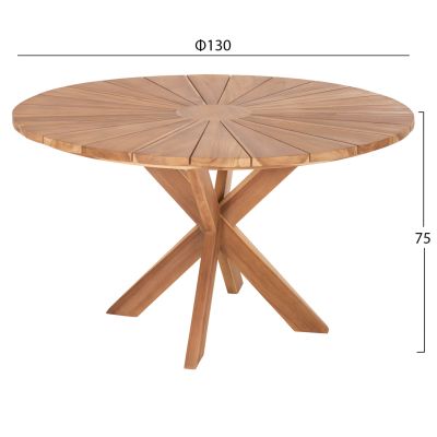 ROUND DINING TABLE EXCESS HM9868 TEAK WOOD IN NATURAL MATTE FINISH Φ130x75Hcm.