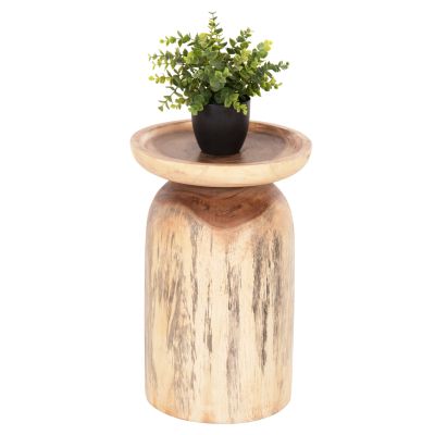 SIDE TABLE LOKI HM9899 SOLID SUAR WOOD IN NATURAL Φ30x46Hcm.