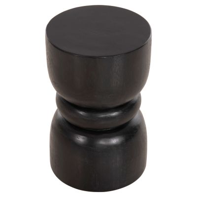 ROUND STOOL BELLO HM9900.02 SOLID SUAR WOOD IN BLACK COLOR Φ28x45H cm.