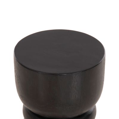 ROUND STOOL BELLO HM9900.02 SOLID SUAR WOOD IN BLACK COLOR Φ28x45H cm.