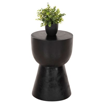 ROUND STOOL MAMBA HM9901.02 SOLID SUAR WOOD IN BLACK COLOR Φ30x45H cm.