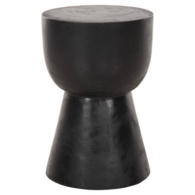 ROUND STOOL MAMBA HM9901.02 SOLID SUAR WOOD IN BLACK COLOR Φ30x45H cm.