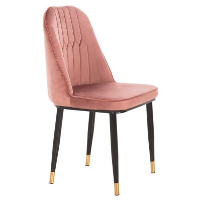 DINING CHAIR CHRYSSA HM9000.02 DUSTY PINK VELVET-METAL LEGS IN BLACK 44x47x83Hcm.