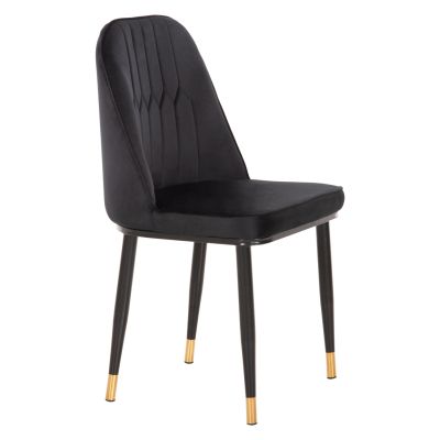 DINING CHAIR CHRYSSA HM9000.04 BLACK VELVET-METAL LEGS IN BLACK 44x47x83Hcm.