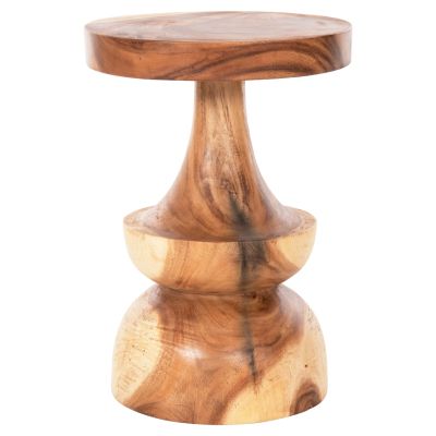 SIDE TABLE BERMAN HM9902 SOLID SUAR WOOD IN NATURAL Φ35x51Hcm.