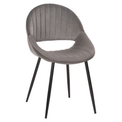 DINING CHAIR ODEN HM9001.01 GREY VELVET-METAL LEGS IN BLACK 52x55x84Hcm.