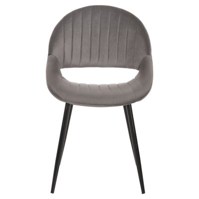 DINING CHAIR ODEN HM9001.01 GREY VELVET-METAL LEGS IN BLACK 52x55x84Hcm.