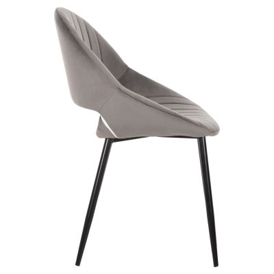 DINING CHAIR ODEN HM9001.01 GREY VELVET-METAL LEGS IN BLACK 52x55x84Hcm.