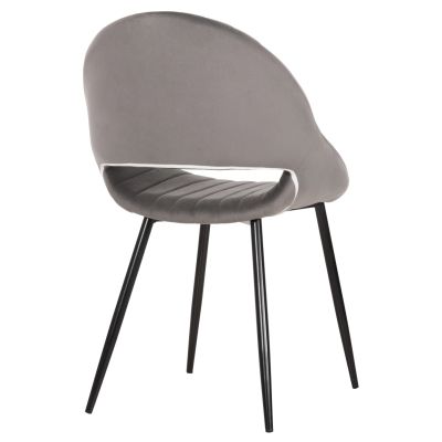 DINING CHAIR ODEN HM9001.01 GREY VELVET-METAL LEGS IN BLACK 52x55x84Hcm.