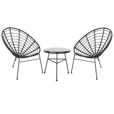 OUTDOOR LOUNGE SET 3PCS ALLEGRA HM21047.12 BLACK SYNTH.RATTAN & METAL