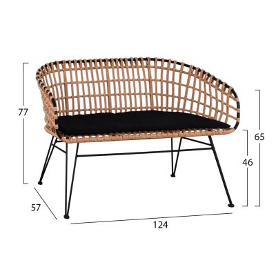 OUTDOOR LOUNGE SET 4PCS ALLEGRA HM21051 SYNTH.RATTAN IN BEIGE-METAL IN BLACK