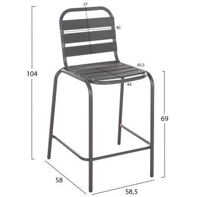 OUTDOOR LOUNGE SET 3PCS LAURA HM21054.01 GREY METAL & ALUMINUM