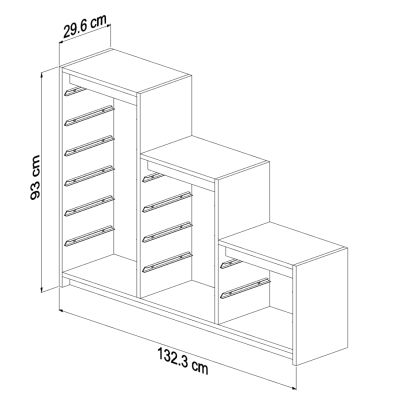 СКИД SANI HM18206.03 МЕЛАМИН В ЦВЯТ SONAMA-БЯЛО P.E. ЧЕКМЕДЖЕТА 132,3x29,6x93H см.