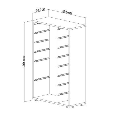 СКИД SANI HM18211.01 МЕЛАМИН В БЯЛО-14 БЯЛО P.E. ЧЕКМЕДЖЕТА 69,5x30x109Hcm.