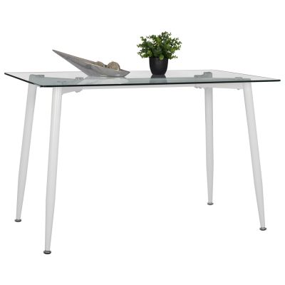 DINING TABLE WHITE METAL LEGS -GLASS HM8498.03 120X70X75H